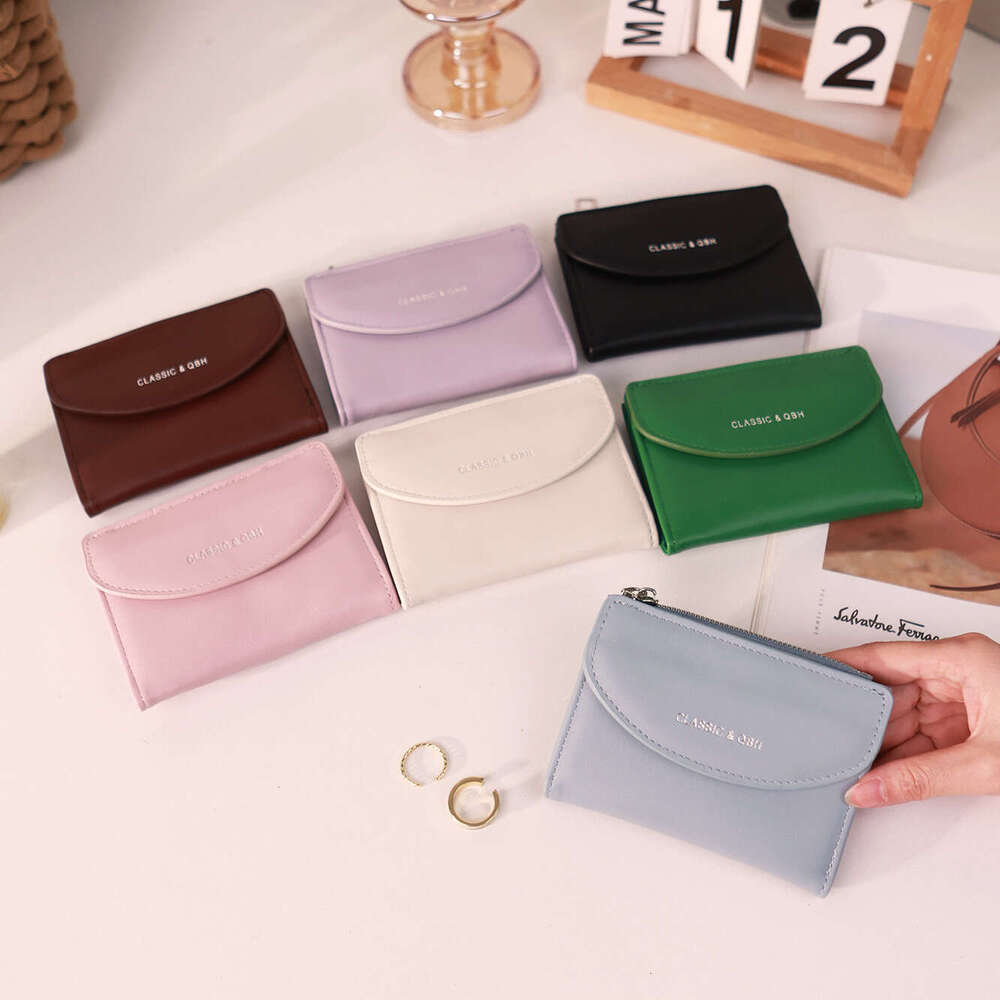 Korean Style New INS Female Student Solid Color Simple Multi-Functional Wallet Small Card Holder