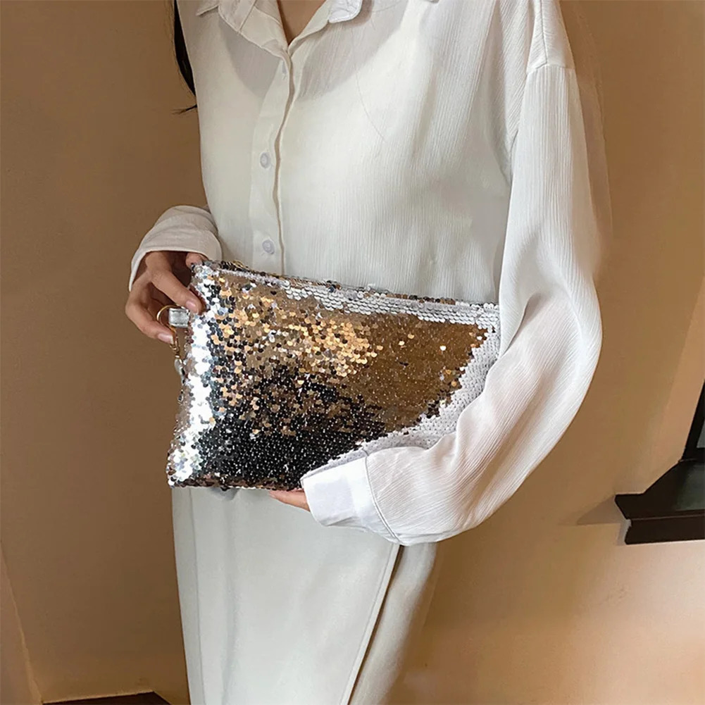 Women Stylish Wrist Bag Large Capacity Shiny Sequin Handbag Glitter Elegant Wallet Party Date Working Commute Bag 250617