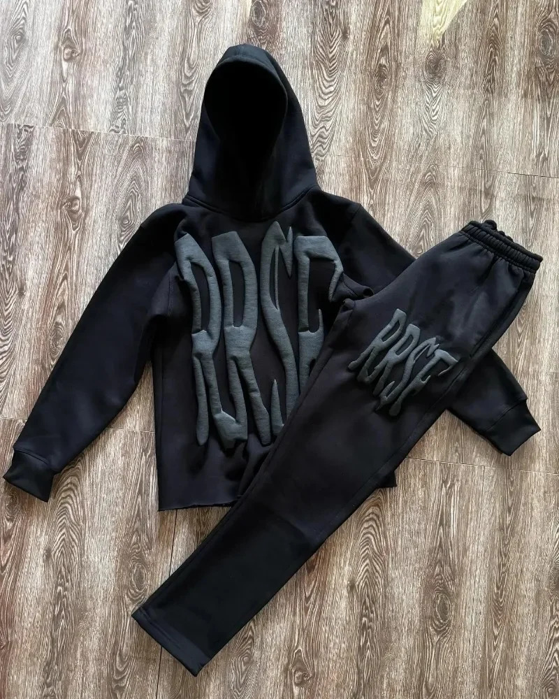 Letter Foam Printed High Quality Pullover Hoodie Womens Y2K Sweatpants Sportswear Streetwear Hip Hop Casual Oversized Sweatshirt 250617