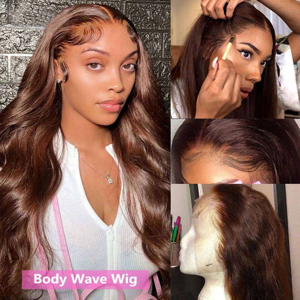 13x6 Chocolate Body Wave HD Frontal Wig 13x4 Dark Brown Colored Lace Front For Women Glueless Wigs Pre Plucked