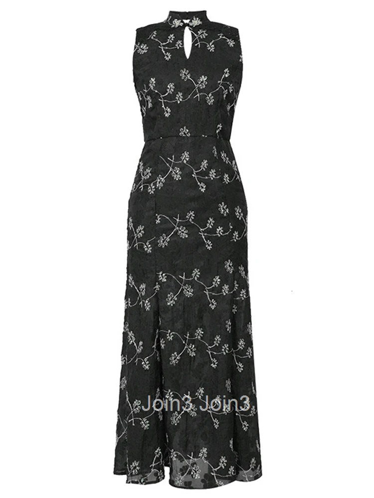 New Summer Fashion Elegant Black Print Evening Dress Women Clothing Vintage Sexy Sleeveless Slim Party Prom Robe Vestidos Fiesta