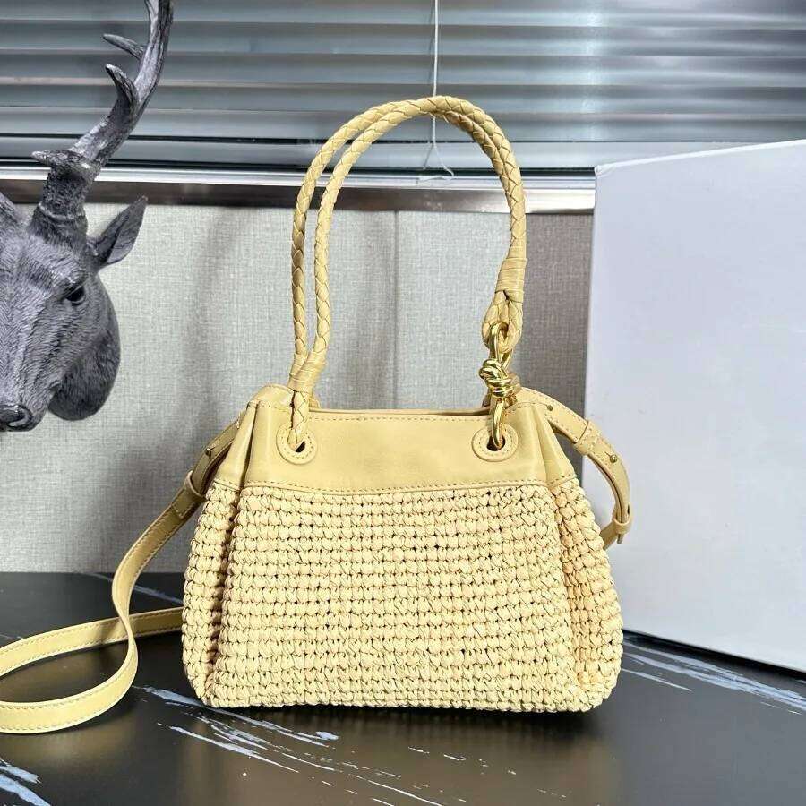 Natural Raffia Straw Handwoven Tote For Women Summer Beach Adjustable Long Strap Shoulder Crossbody Bag Parachute Style