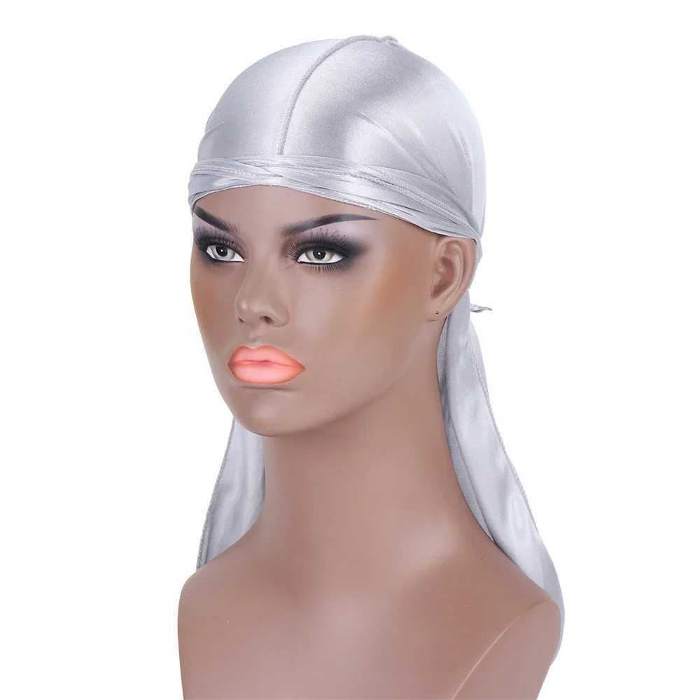 Men Silky Durags Bandana Turban Hat Wigs Doo Unisex Satin Durag Biker Bonnet Headwear Headband Hair Accessories Long Tail Du-Rag M250623