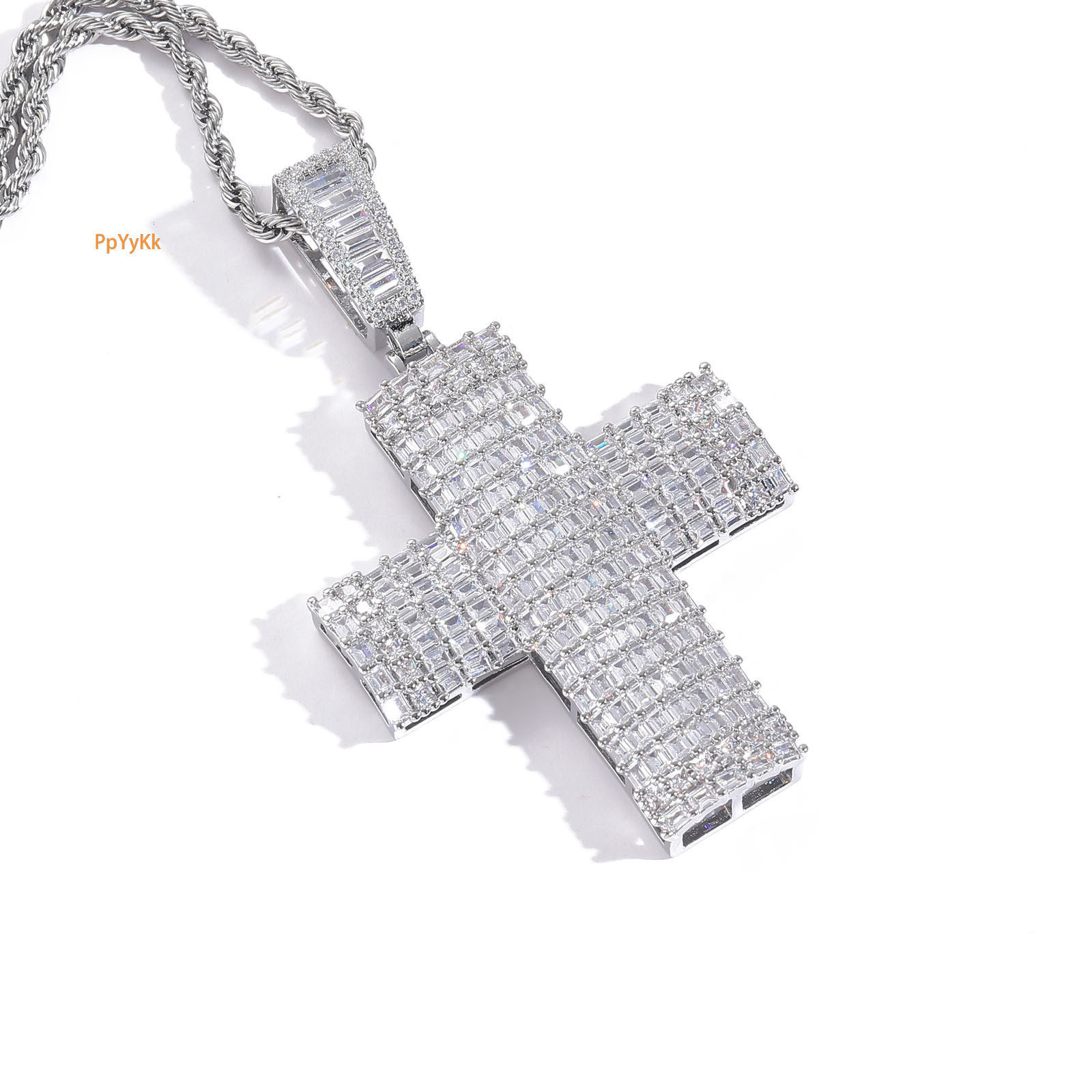 Hip Hop New Style Ice Out Cross Pendant Punk Minimalist Street Cool Men Hip Hop Moissanite Necklace Pass the diamond tester