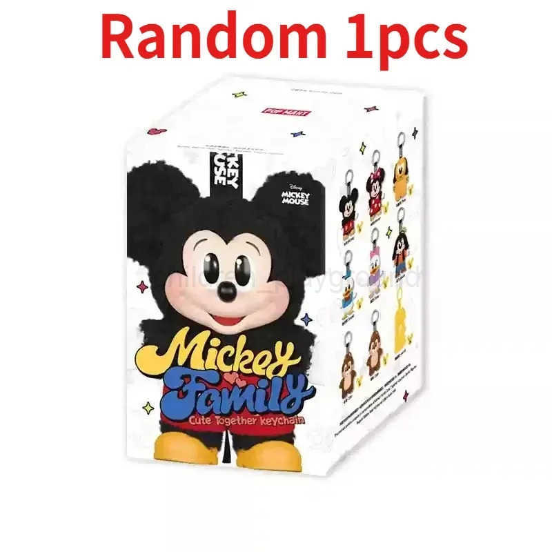 DISNEYVinyl Doll Mickey Mouse Anime Figures Decor Collection Kids Gifts MINISO Mickey Family Cute Together Keychain Series Blind Box W250623