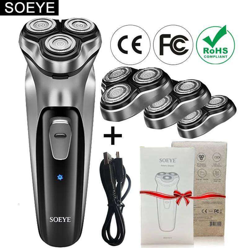 Men's Electric Shaver For Men Shaving SOEYE Beard Trimmer 3D Floating Blade Washable USB Recharge Hair Cutting Hine