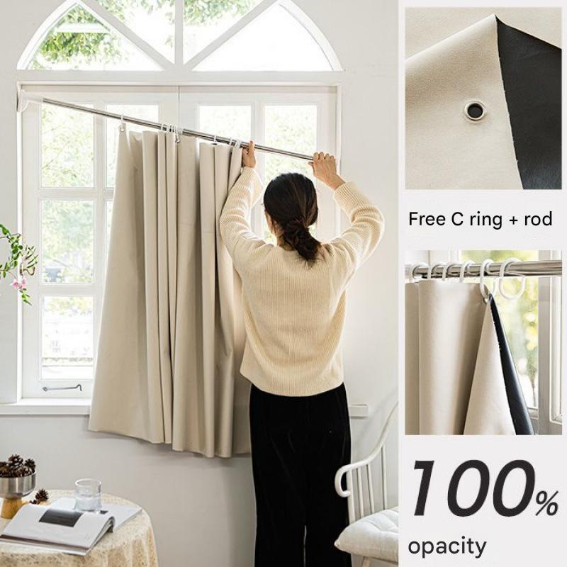 B317 punch-free full blackout small curtain sunshade cloth new bedroom shade curtain rental room heat insulation and sound insulation