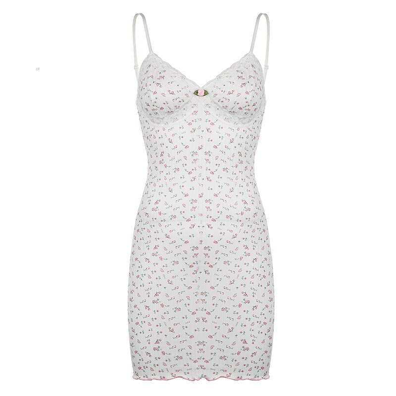 Pure Desire Girl Style Sexy V-Neck Floral Tight Jumpsuit For Women Lace Trim Design Camisole Top B5