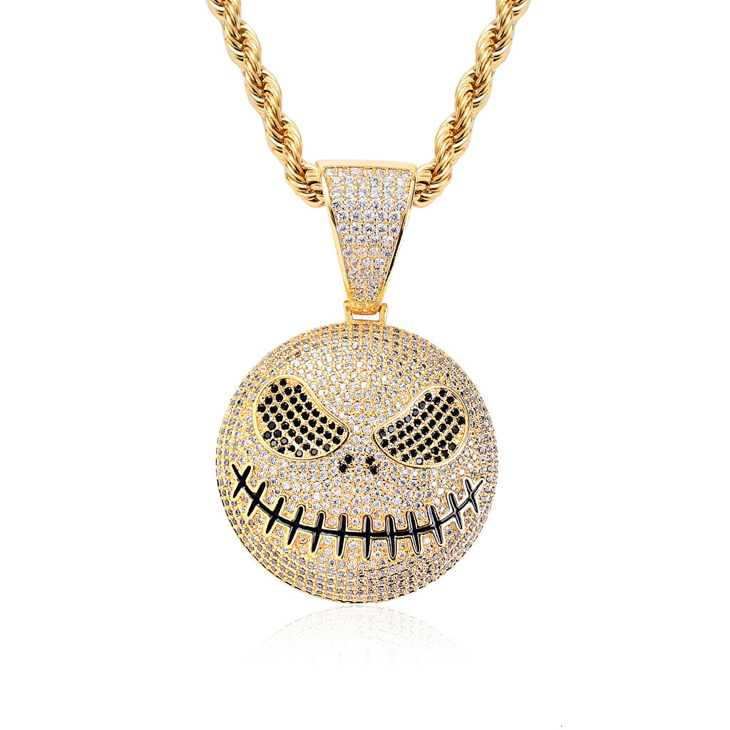 Moissanite Necklace Halloween Skull Ghost Face Pendant Iced Out Hip Hop Pendant Trendy Fashion Jewelry Pass the diamond tester