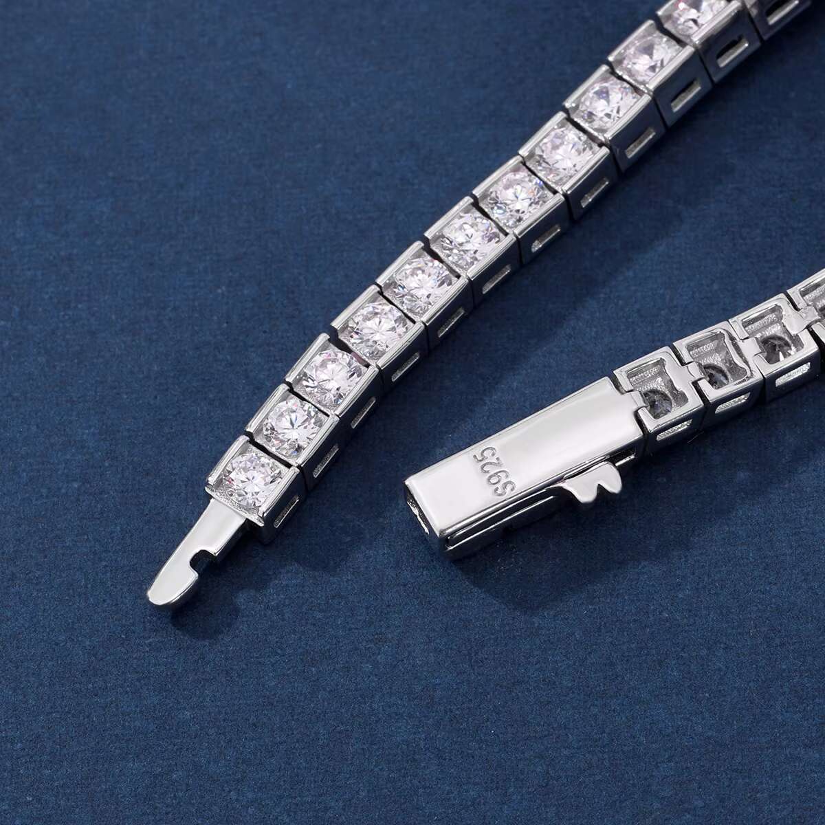 Hip Hop Tennis Diamond Bracelet 925 Silver Moissanite Womens Bracelet with GRA Certificate 3mm Fashion Mens Tennis Chain
