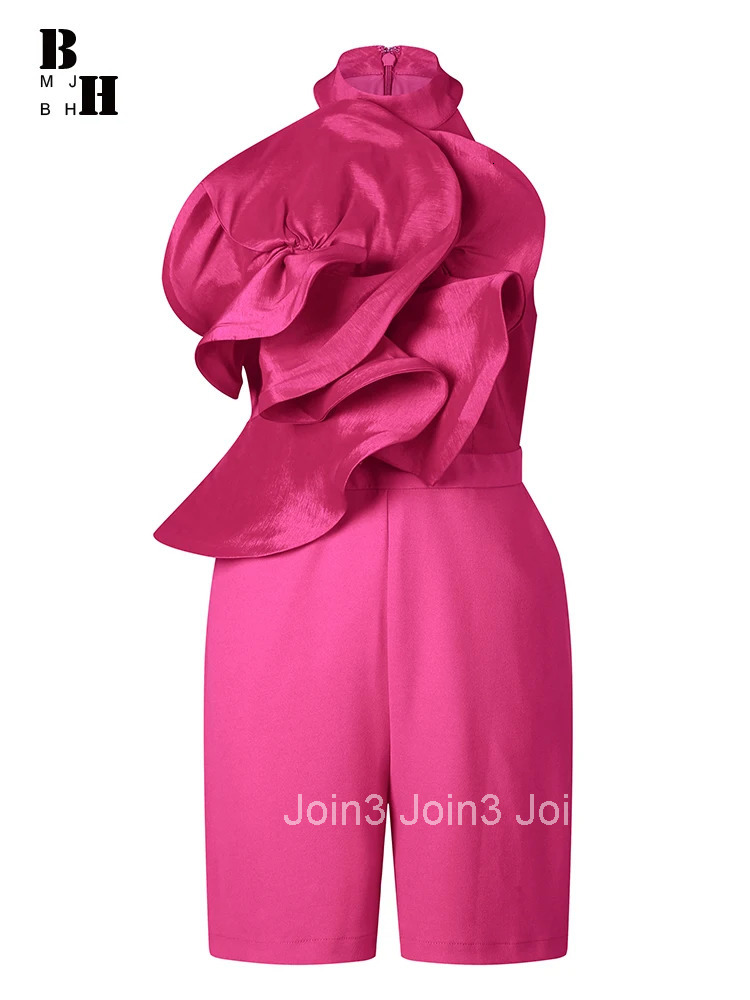 New Plus Size Fashion Summer One Piece Short Jumpsuits Women Clothes Elegant Beach Vacation Sexy Halter Sleeveless Mujer Rompers