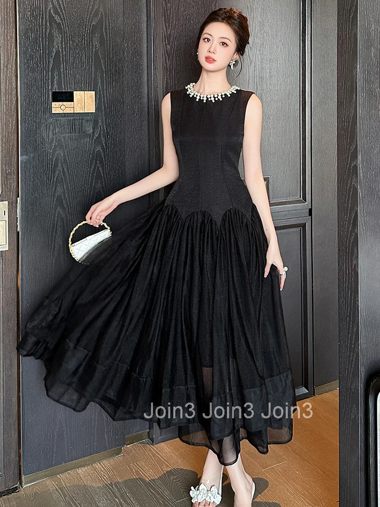 Summer Fashion Casual Black Gown Evening Dress Women Clothes Elegant O-Neck Sleeveless Slim Maxi Robe Party Prom Vestidos Fiesta