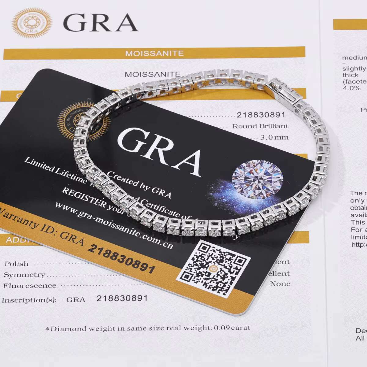 Wholesale Custom Tennis Chain Jewelry 925 Sterling Silver Moissanite Diamond Tennis Bracelet Vvs Moissanite GRA Certified