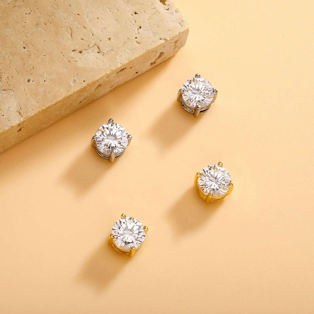 Hip Hop 4-8MM Black Round Zircon Personality Non-Pierced Strong Magnetic Earrings Trendy Ear Jewelry