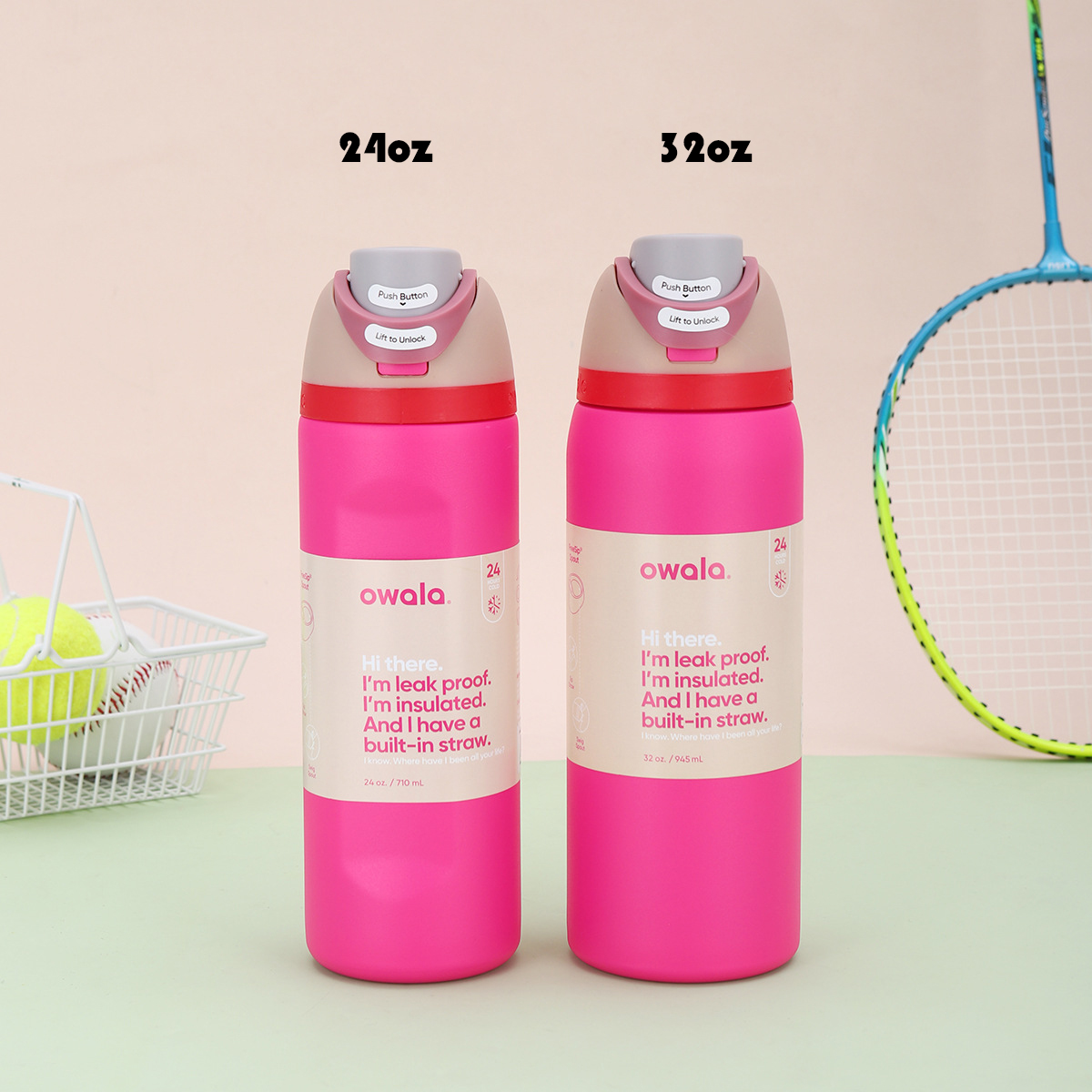 OWALA Insulated Stainless Steel Sports Water Bottle Cold insulation cup Tumbler for Outdoor Camping, 2 Sizes (24oz, 32oz), Vacuum Sealed Travel Mug dh