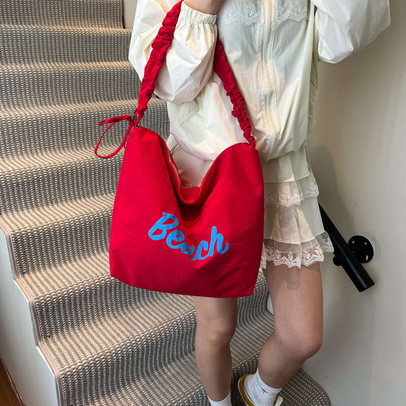 Crossbody Shoulder Trendy Versatile Tote Women New Fashion Pleated Nylon Bag Large Capacity for Work Commute