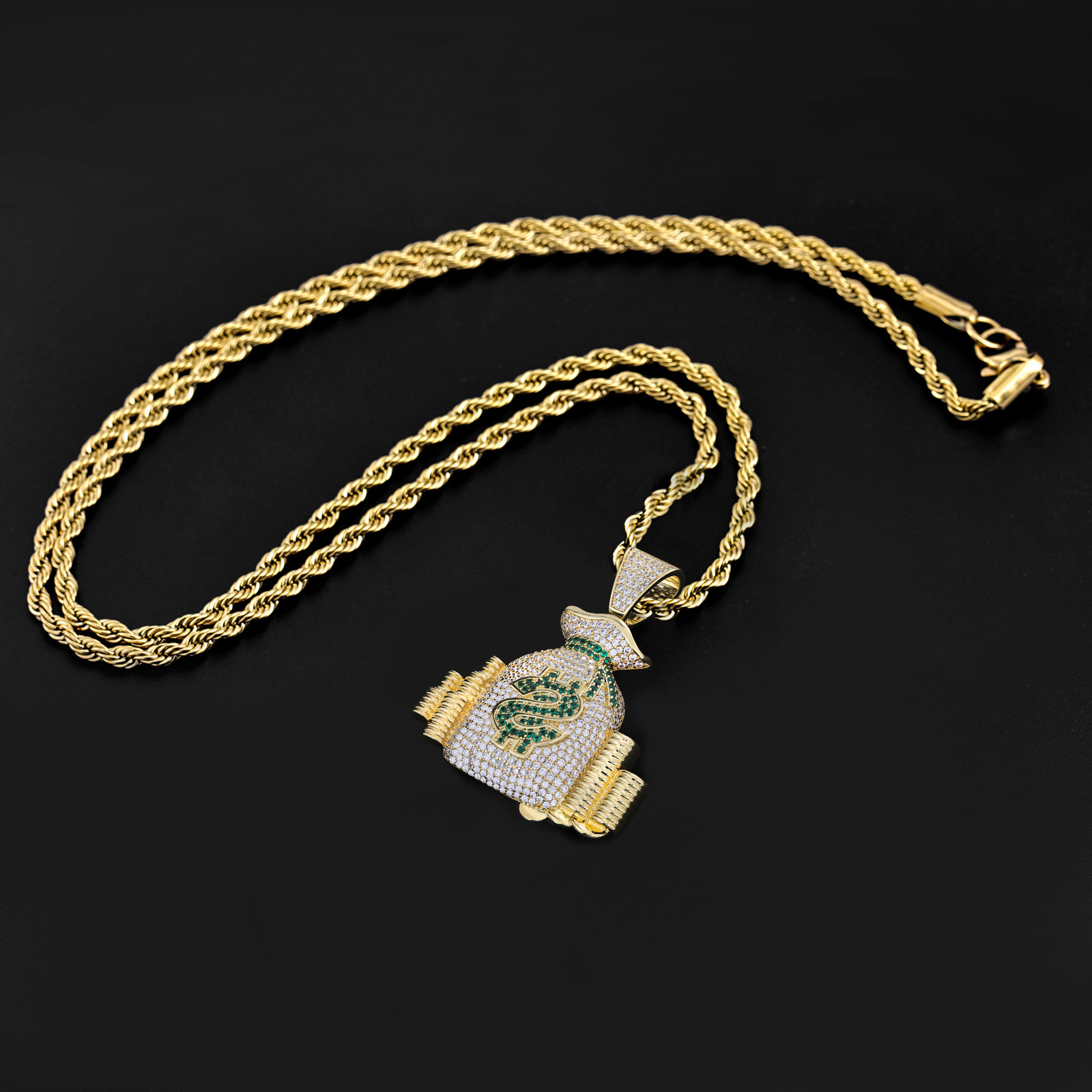 Luxury Moissanite Coin Pendant Diamond Inlaid Hip Hop Full Iced Out Statement Jewelry Pass the diamond tester
