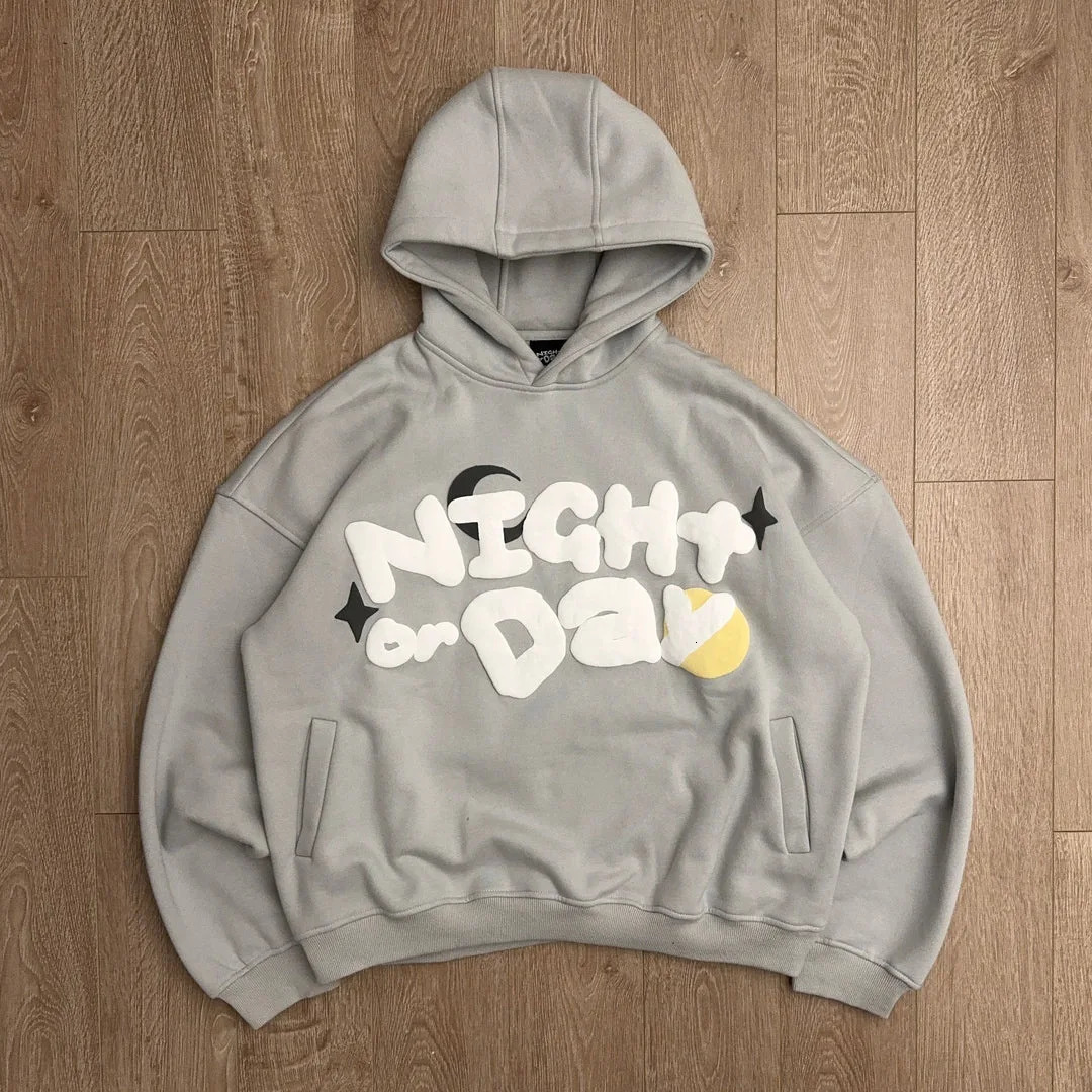 Y2K Vintage Foam Printing Streetwear Fashion Overesized Loose Foam Printed Hoodies Hooded Sweatshirt For Men Unisex 250617