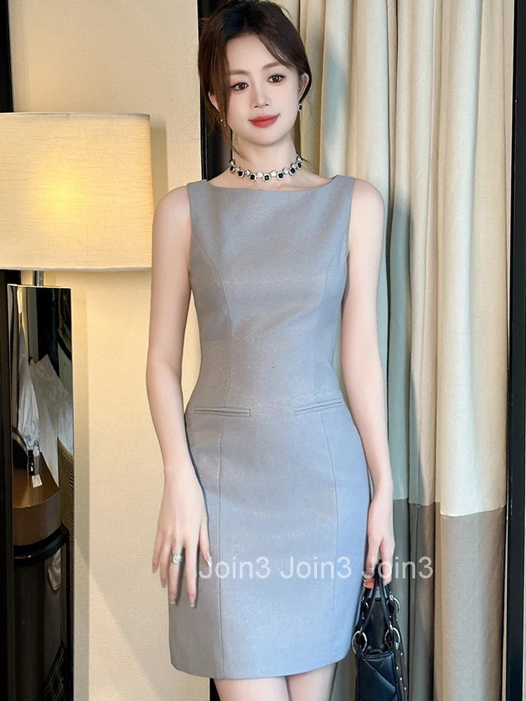 Women Clothes Solid Simple Sexy Sleeveless Slim Mini Short Dress Elegant Commute Business Formal Occasion Party Vestidos Casual