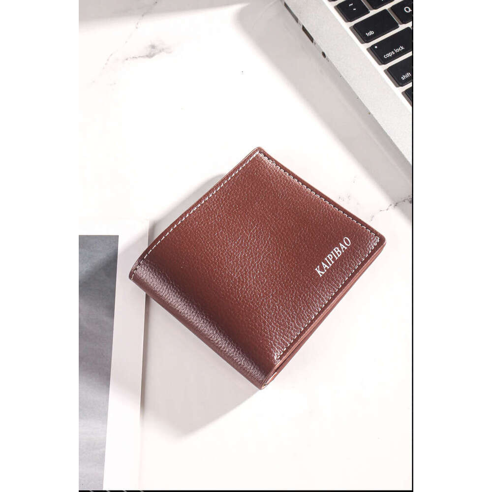 Minimalist Short Men's High-End Ultra-Light Soft Leather Korean Style Lychee Texture Wallet