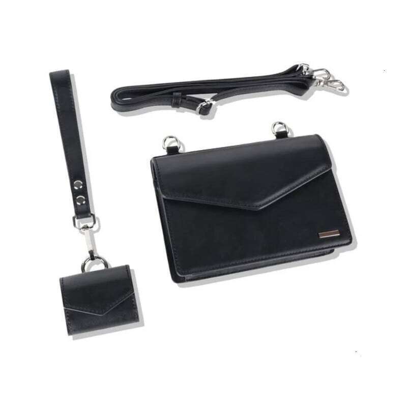 Designer Men Shoulder Leather Small Square Bag Solid Flap Crossbody Messenger Bags Fashion Phone Purse 2Pcs Set 2023