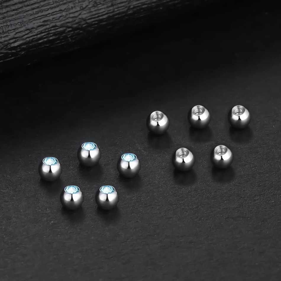 10pcslot Steel CZ Gem Replacement Spare Balls Labret Tongue Ring Ear Belly Eyebrow Piercing Attachment 16G 14G DIY Body Jewelry 250613