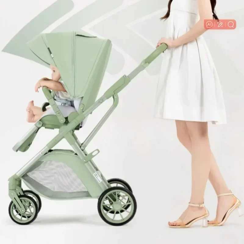 2025 Portable Baby Stroller Foldable Two-way Multifunctional Lightweight Baby Stroller Four-wheel Baby Stroller with Mother Bag XJ250623