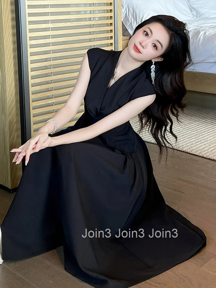 French Style Fashion Summer Elegant Women Evening Dress Lady Formal Chic Sleeveless Slim Midi Party Club Prom Robe Mujer Vestido