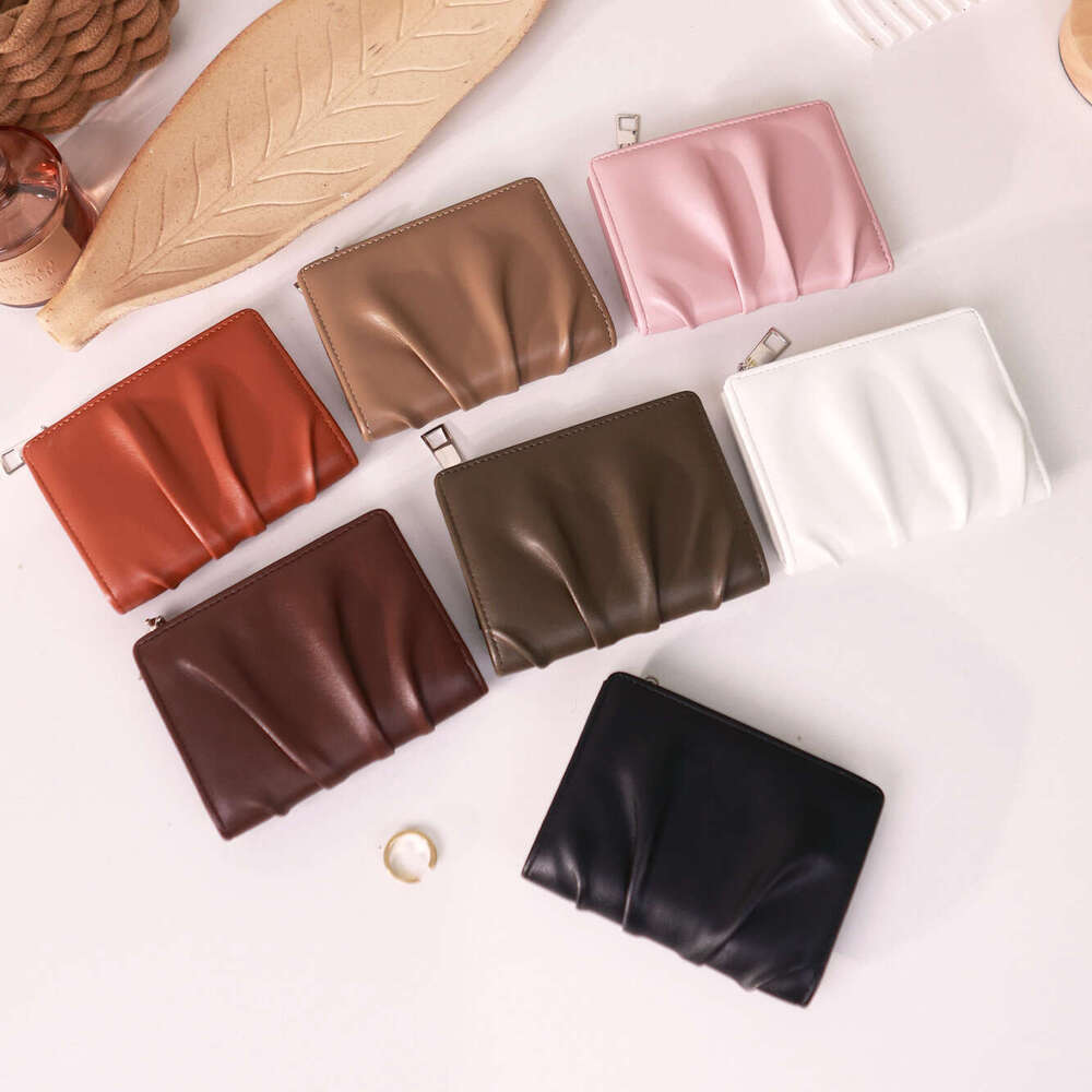 Pleated Texture Women's Short Exquisite Small Internet Celebrity Coin Purse Versatile Card Holder Student Wallet