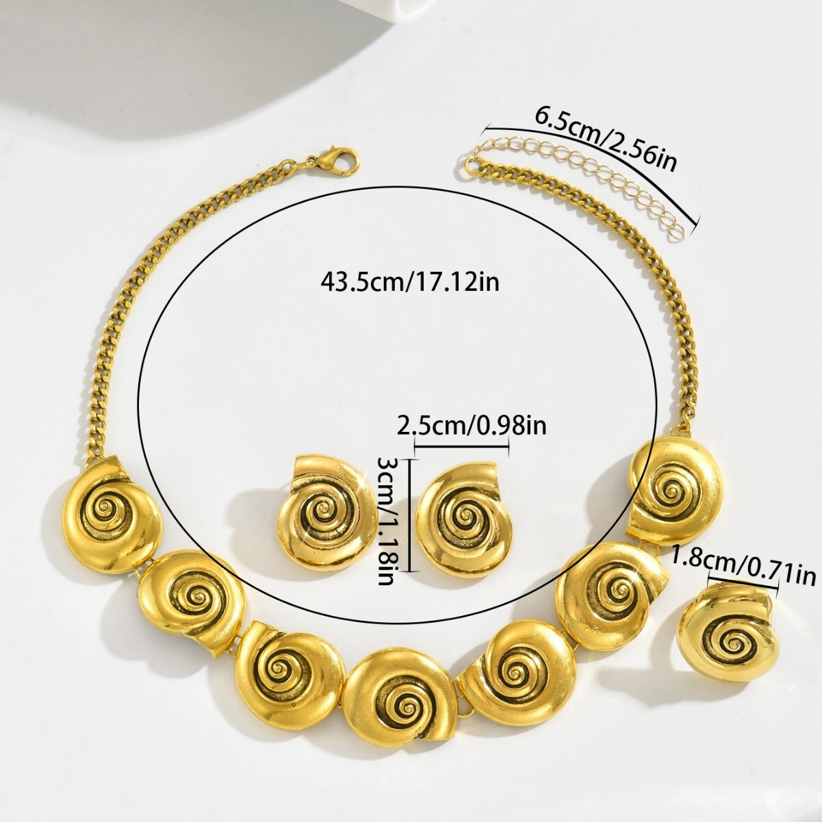 Trendy Jewelry Set Conch Thread Design Necklace Earrings High-end Sense Women's Accessories