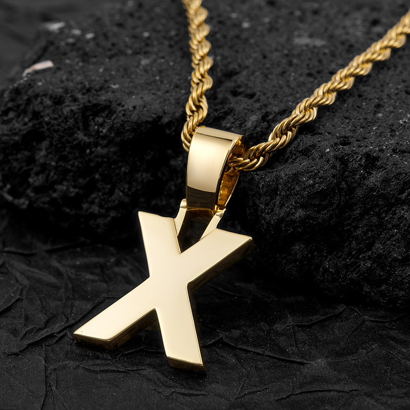 Luxury Jewelry Letter Pendant Minimalist Choker Necklace Niche Luxury Unique Cross HipHop Trendy Bling Bling Accessory