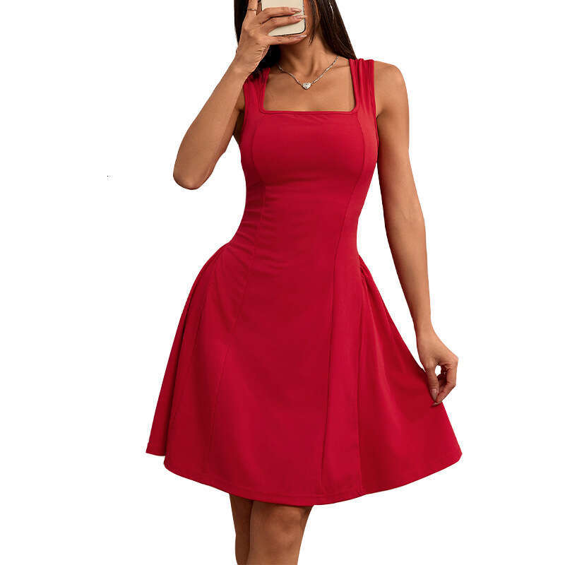 Hot-Selling Cross-Border Women's Fashion 2025 Summer New European and American Slim Fit Backless Sleeveless Tank Dress