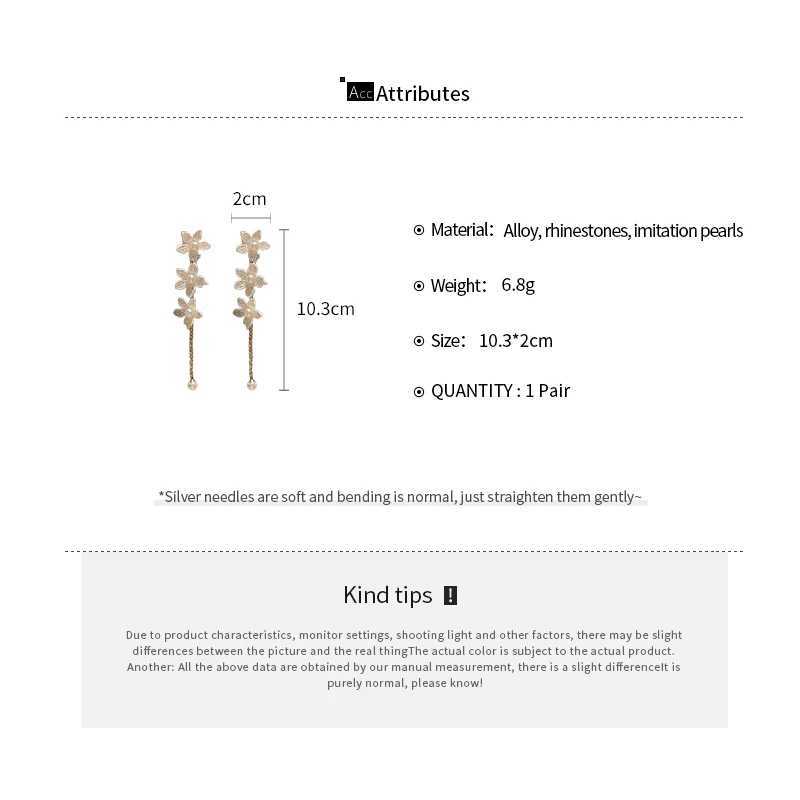 Imitation Pearl Rhinestone Lily Flowers Fringe Long Dangle Earrings For Women Elegant Temperament Dainty Fashion Luxury Jewelry XJ250623