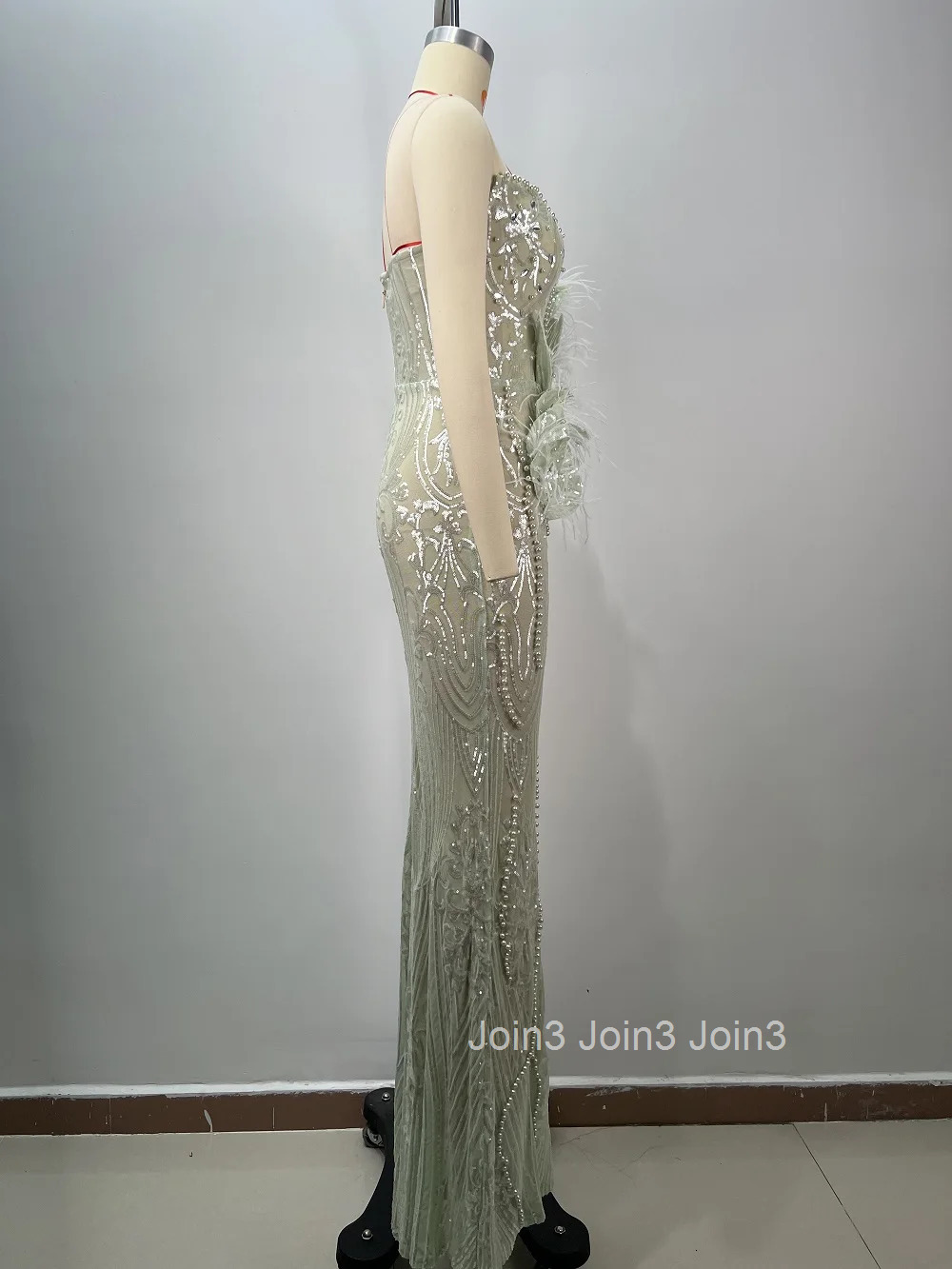 Elegant Socialite Dress Fashion Feather Sequins Beading Sleeveless Long Skirt V-neck Newest Womens Clothing Dinner Party Gown