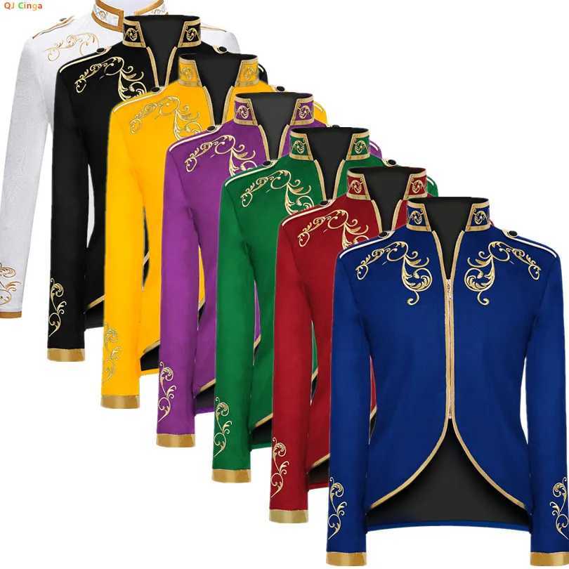 2025 New Halloween Mens Fashion Jacket Blue Court Prince Embroidered Coat Red Black White Purple Green Available Jackets W250623