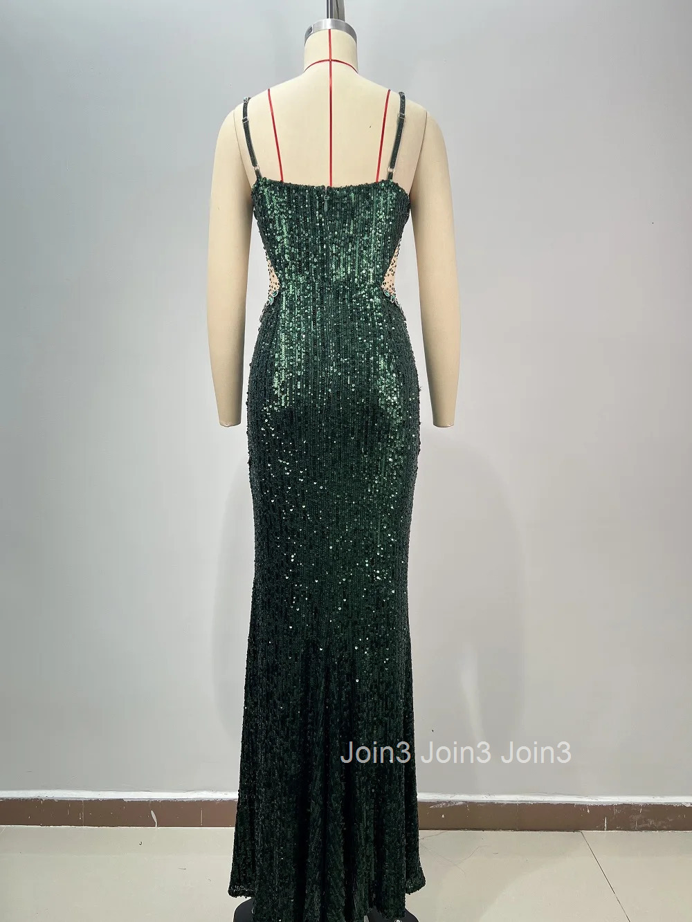2025 New Women Stage Performance Costume Fashion Embroidered Sequins Diamonds Sexy Gauze Splicing Dress V-neck Sling Long Skirt