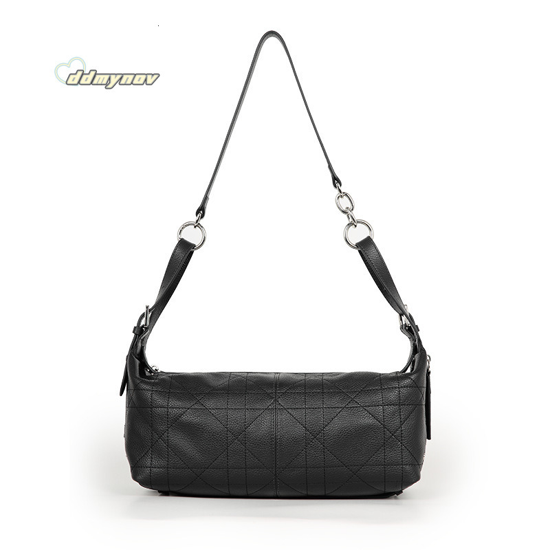 Genuine Leather Women's High-End Shoulder D Brand New Plaid Niche Design Underarm Crossbody Bag for Women ddmynov