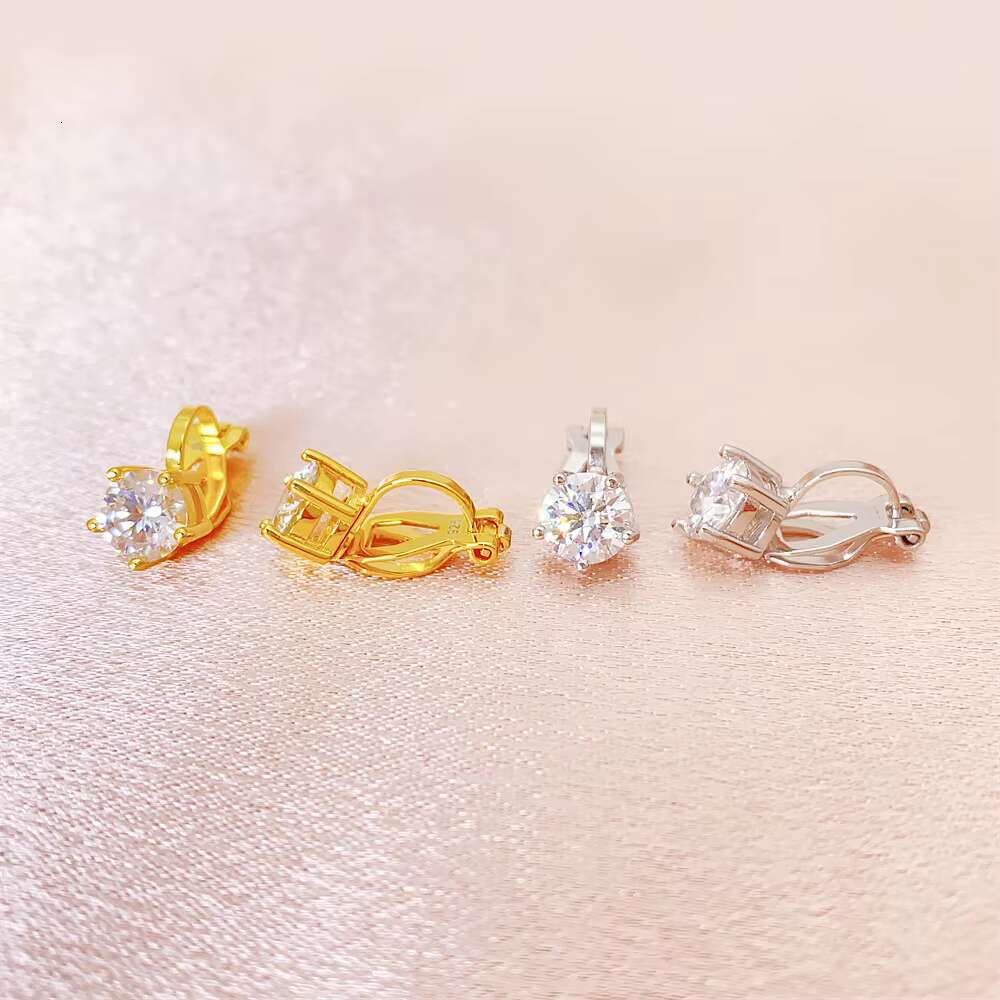 New Arrive Clip Earrings for Women Diamond Ear Studs Men High-End Jewelry Pass Tester S925 Silver Moissanite Clip Earrings