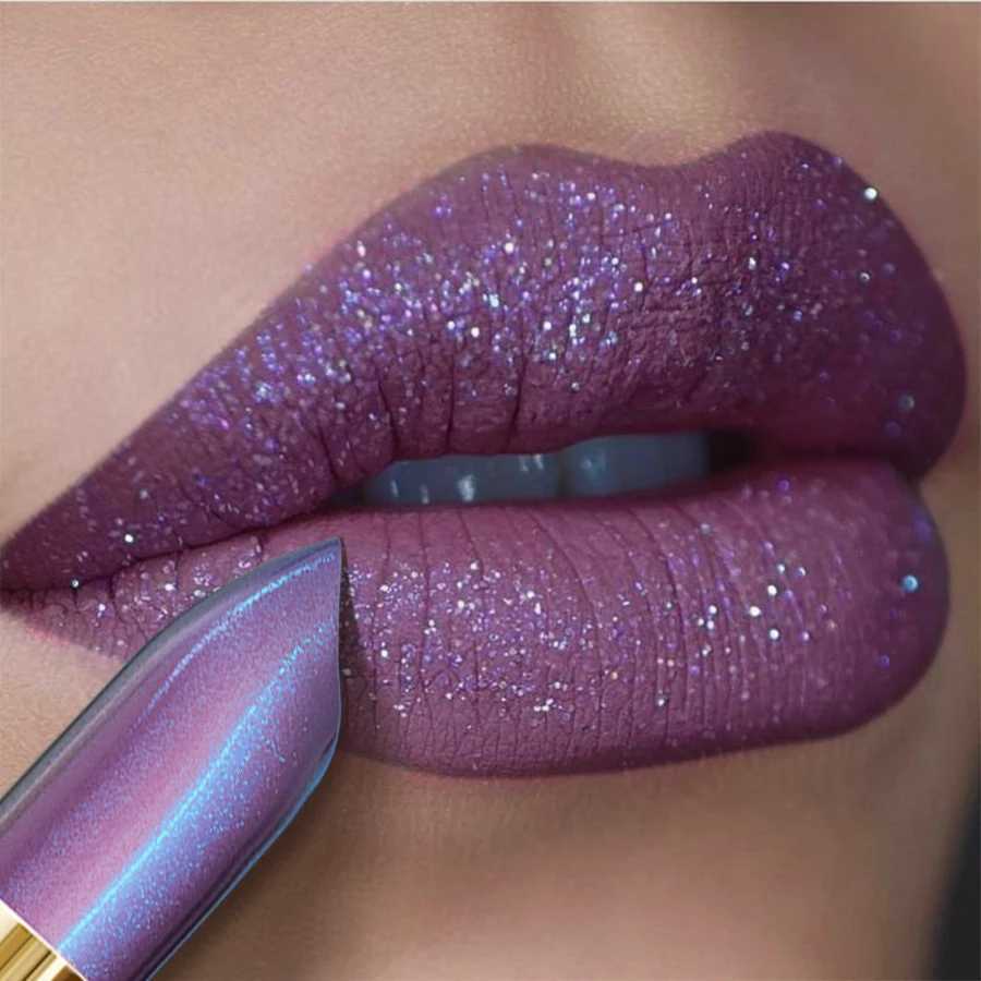 1PC Sexy Color Glitter Lipstick Flash Lasting Easy Color Diamond Lip Tint Shiny Metallic Lip Makeup Gifts for Women Lip Gloss XJ250623