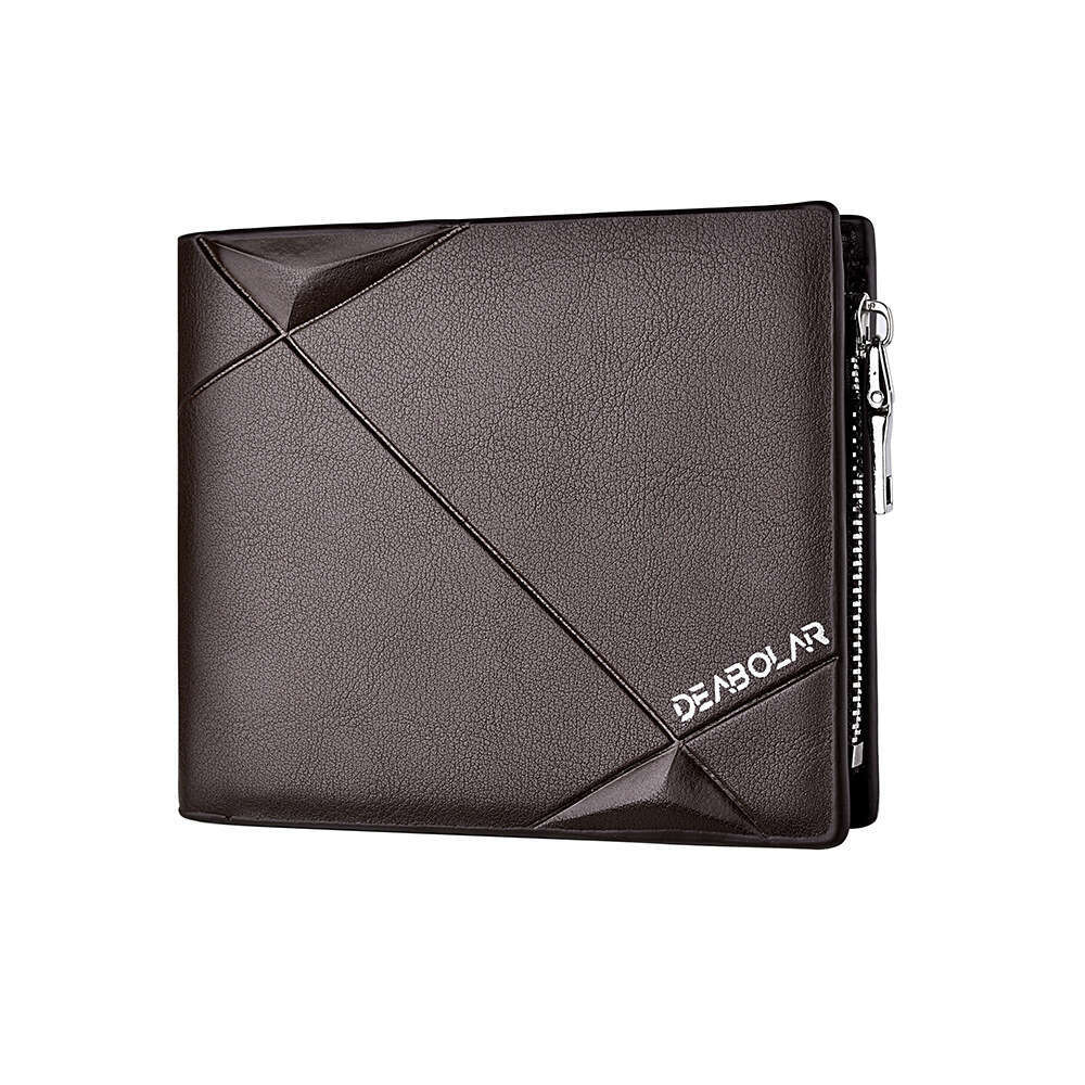 Men's Short Horizontal Style Personality PU Leather Fashion Wallet Business Zipper 70% off Multiple Slots Coin Purse Card Holder