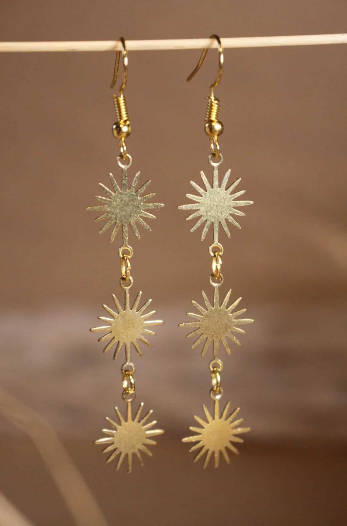 Sun Earrings Boho Jewelry Sun Jewelry Astrology Earrings Gold Color Sun Earrings Dazzling Gold Color Sun EarringsXJ250623