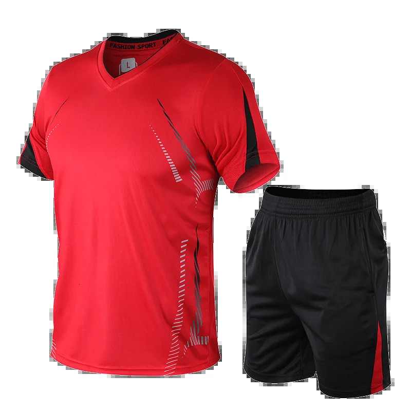 Ice silk quick drying sportswear mens summer casual shorts set mens trendy breathable sports running and fitness T-shirt 250617