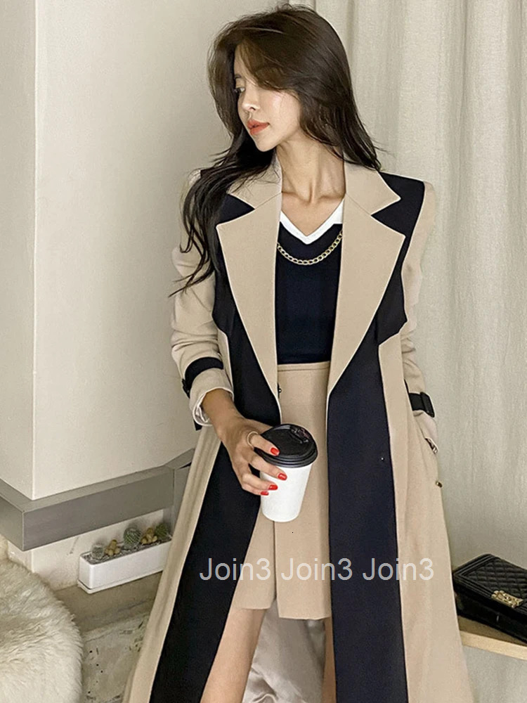 New Spring Autumn Elegant Women Jacket Coat Retro Formal Double-Breasted Belt Long Outerwear Trench Windbreaker Street Clothes