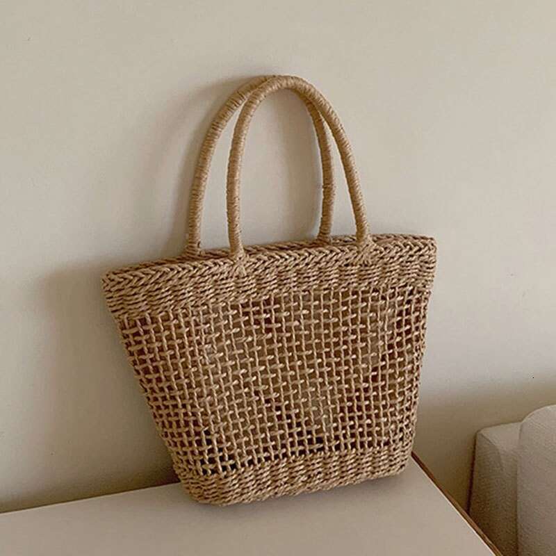 French Style Artistic Handwoven Straw Capacity Shoulder Beach Vacation Large Bag for Women