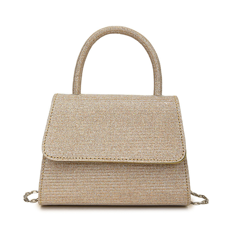 New Evening Bag with Metallic Feel Party Chain Shoulder Crossbody Bag Handbag with High-end Socialite Style
