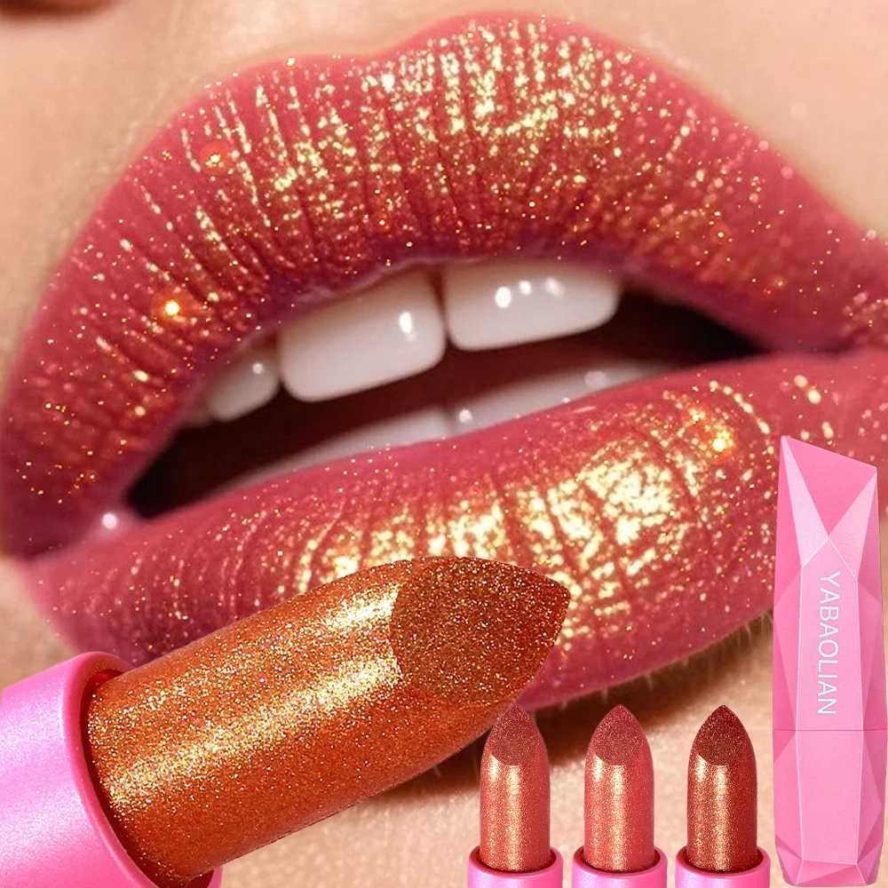 6 Colors Quicksand Golden Lipstick Fine Glitter Lipstick Moisturizing Silky Mermaid Aureate Long-Lasting Waterproof Lip Makeup XJ250623