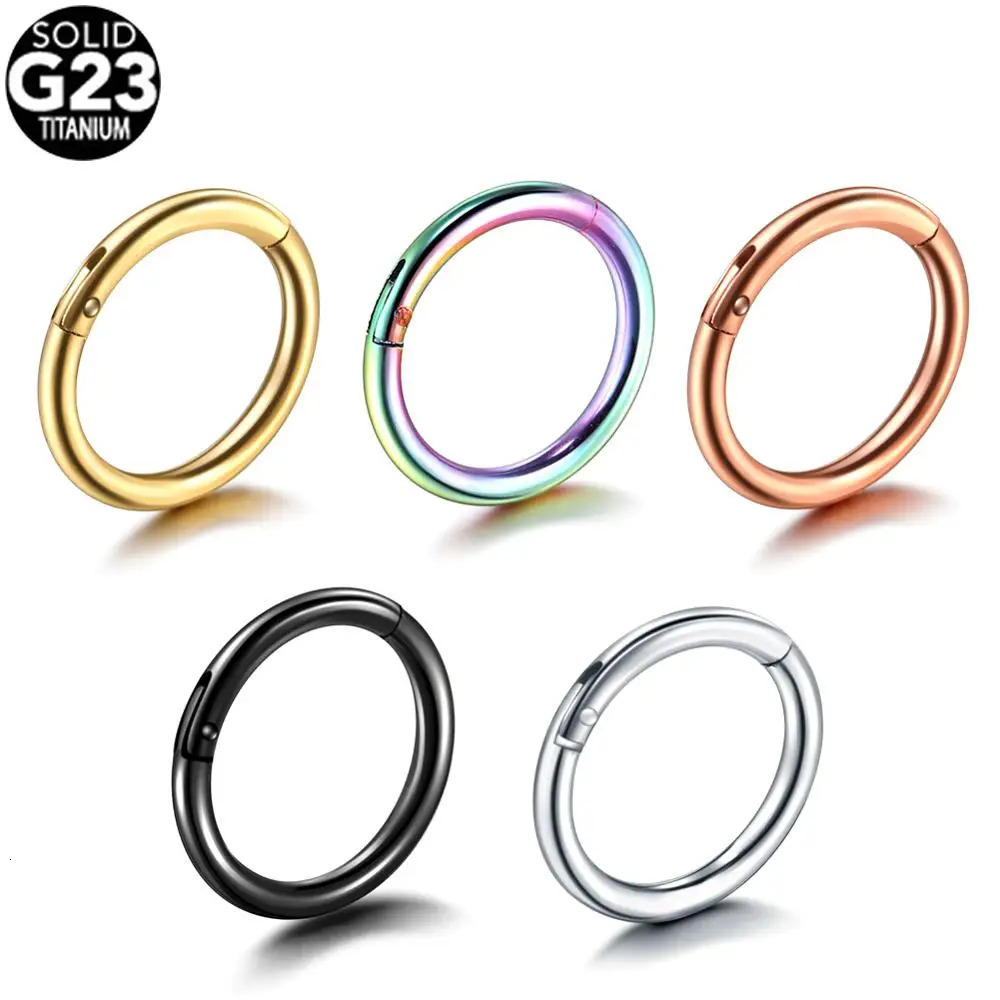 1PC Hinged Segment Ring Nose Septum Clicker Piercing Lip Earrings Helix Eyebrow Tragus Cartilage Piercings Body Jewelry 250613