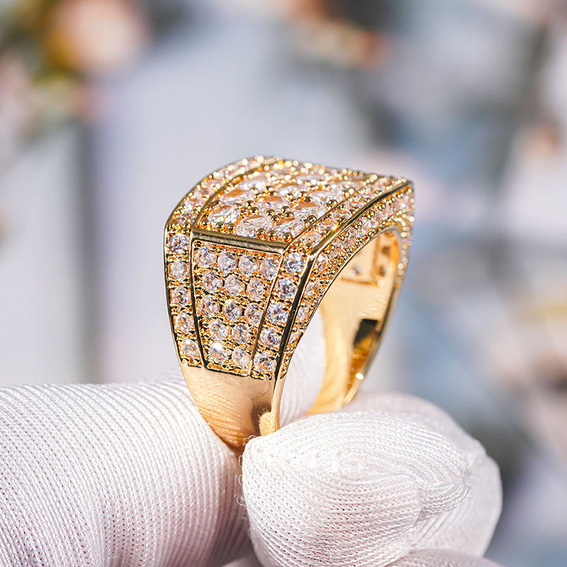 Choucong Handmade Geometric Exaggeration Punk Stunning Luxury Jewelry 18K Gold Fill Full Round 5A Zircon CZ Diamond Party Women Square Wedding Band Ri
