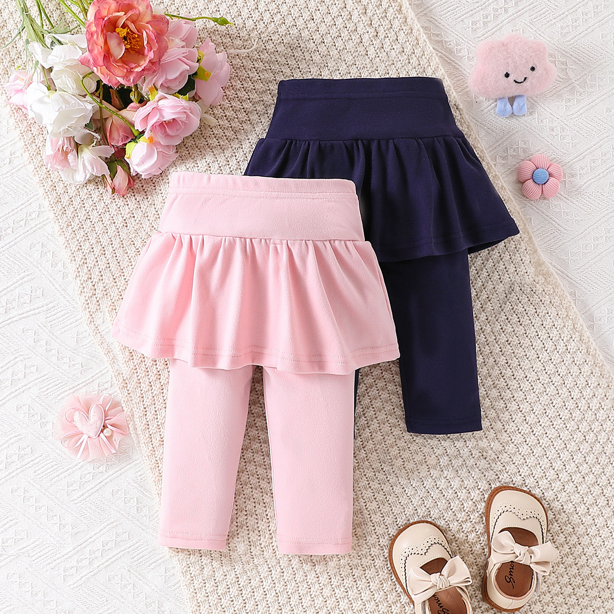 2-piece combination outfit pants skirt for baby girls, casual and cute, with a large skirt and elastic waistband, suitable for children's dance i