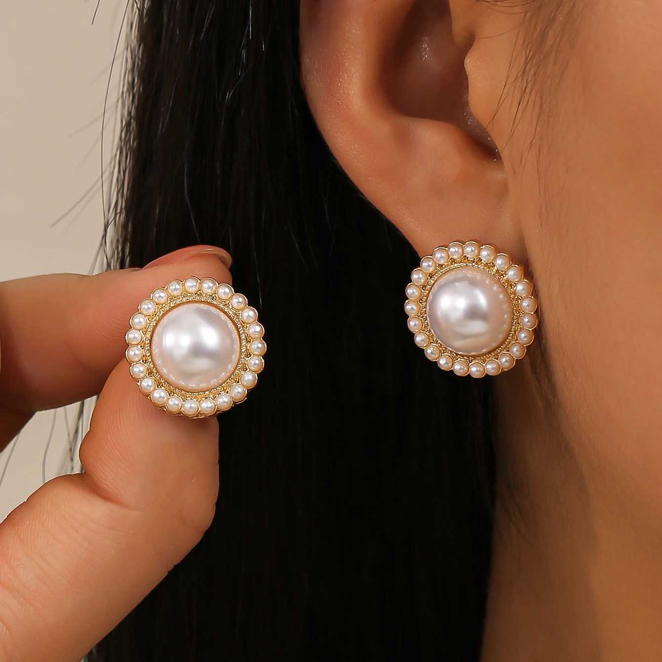 Wine Red Retro Style Womens Earring Set Elegant Heart-shaped Female Temperament Elegant Pearl Earrings Fashion Jewelry XJ250623